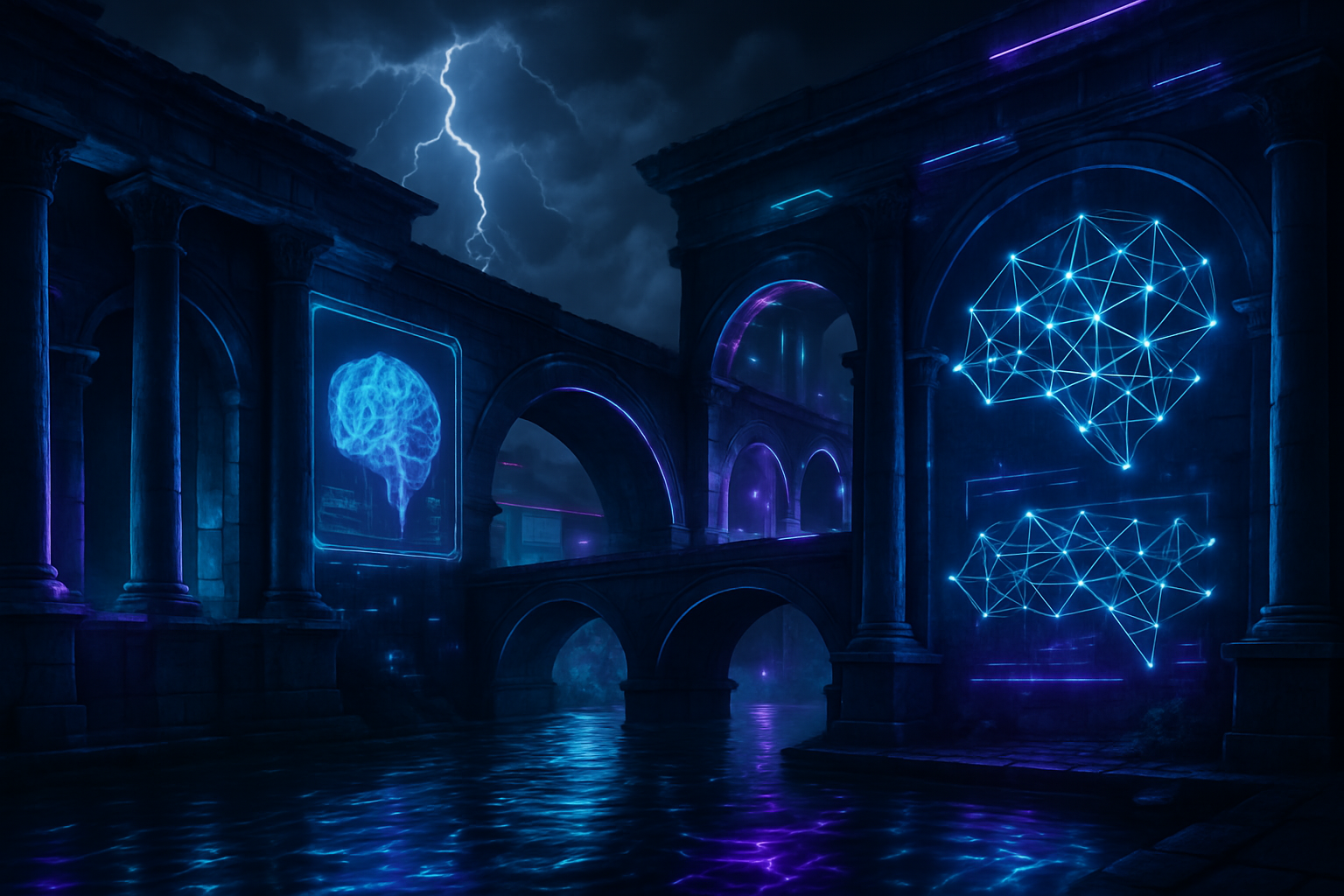 Roman Cyberpunk Background